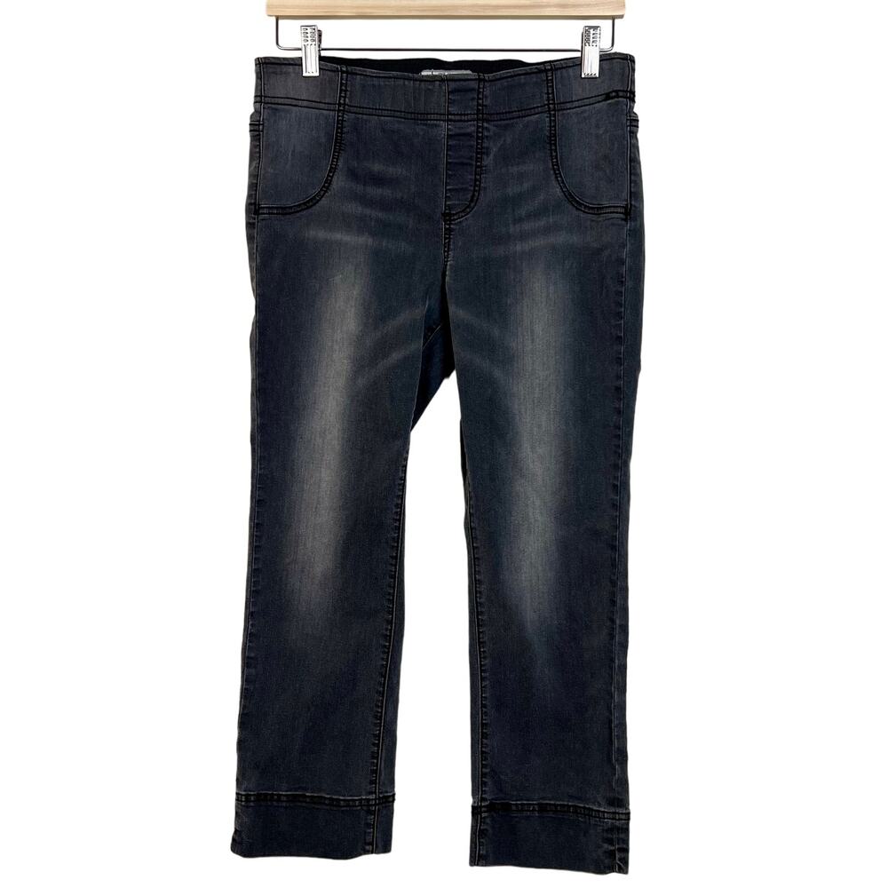 Free People Pull On Stretchy Crop Jeans Black‎ Wash Size 31